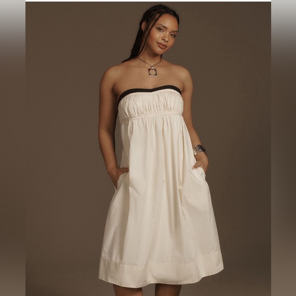 Maeve Strapless Pintuck Open-Back Dress Size L - Picture 4 of 8